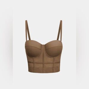 Brown Structured Bustier Bra with Sweetheart Neckline